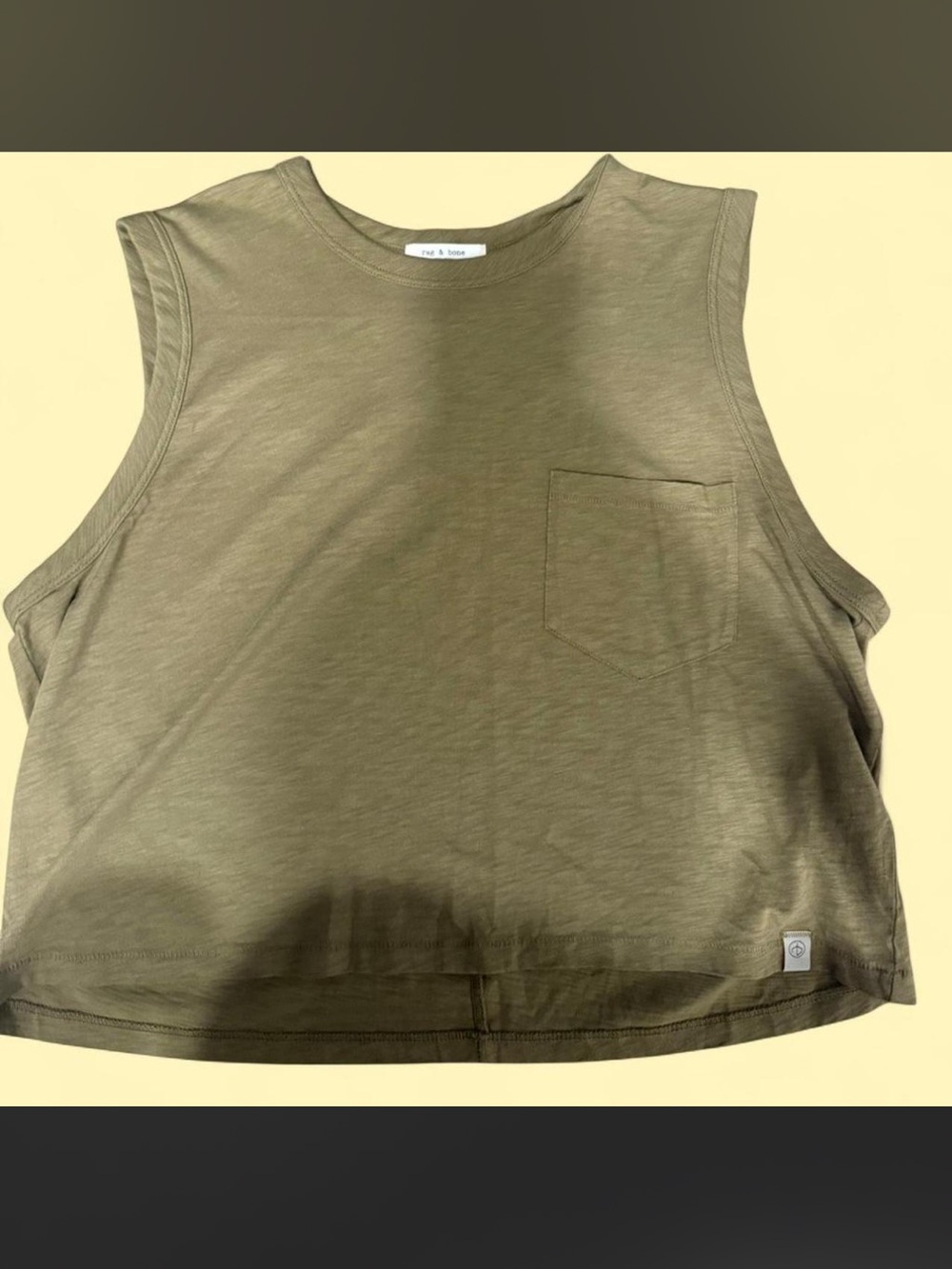 rag & bone Olive Sleeveless Pocket Crop Tank